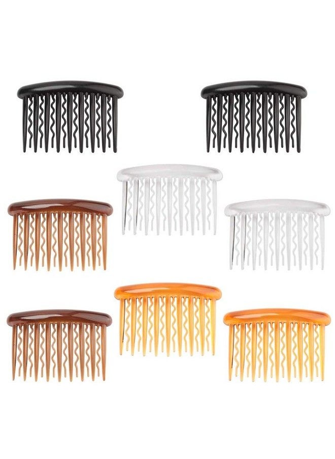 lasenersm 8 Pieces Plastic Hair Side Combs 17 Teeth Hair Clip Comb Straight & Wave Teeth Hair Combs Tortoise Side Comb Hair Accessories Bridal Wedding Veil Comb For Women Girls Different 4 Colors  - Image 1