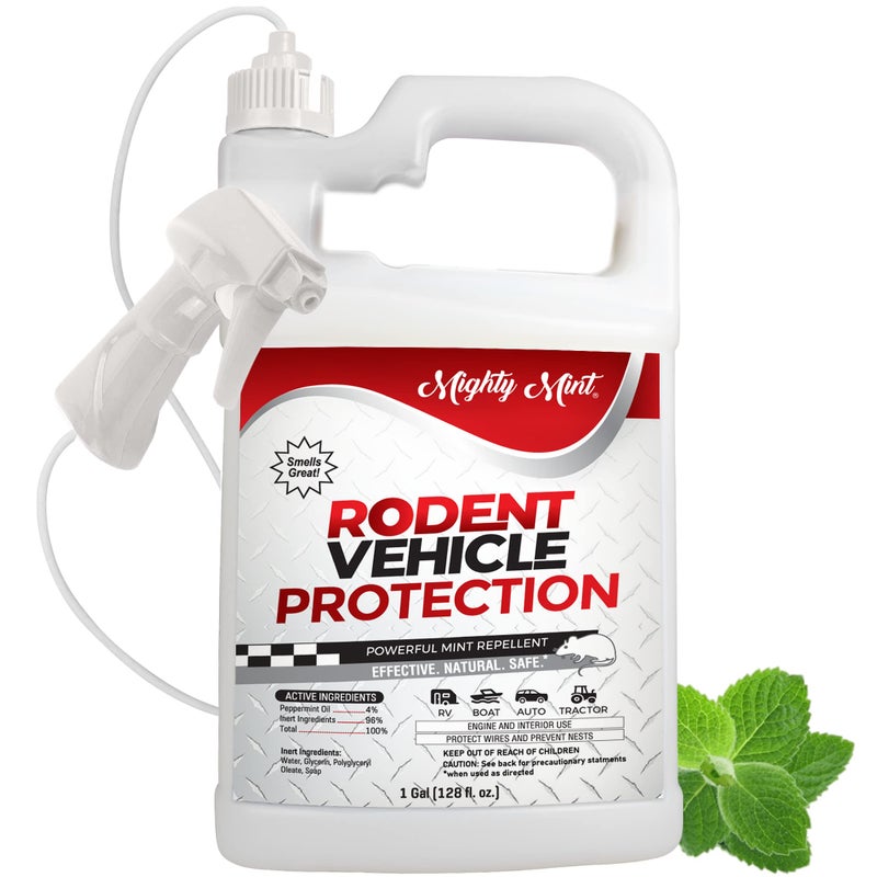 Mighty Mint Gallon (128 oz) Rodent Repellent Spray for Vehicle Engines and Interiors - Cars, Trucks, RVs, & Boats - Image 1