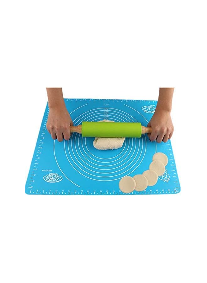 S-TOP Silicone Non Stick Wooden Handle Rolling Pin (Green, LZM008, Rolling Pins) - Image 2
