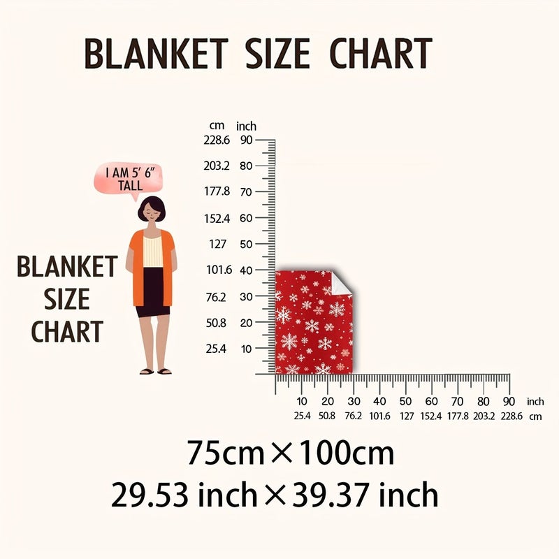 1pc Red Flannel Christmas Snowflake Throw Blanket 51 18inch By 59 06inch Plush Thick Soft And Comfortable Flannel Ultra Fine Cozy Gift For Sofa Bed Travel Camping Living Room Office Couch Chair - Image 3