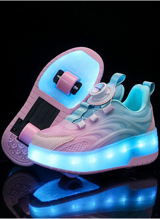 Generic - Unisex Kids Roller Skates Shoes USB Charging, Girls Boys LED Roller Skate Shoes with Double Wheels Retractable Technical Skateboarding - Image 1