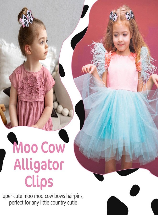 APLZGMG 2Pcs Moo Cow Print Hair Bows, Cute Cow Hair Bow Clips, Pink Sequins Ribbon Alligator Clips Farm Animal Themed Accessories for Toddlers Baby Little Girls Kids Teens Women, Kids' Birthday Party Decor - Image 4