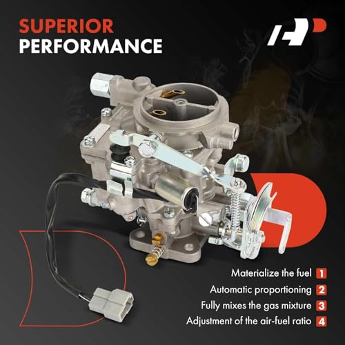 A-Premium كربراتير A-Premium ذو أسطوانة مزدوجة متوافق مع تويوتا كورولا 1983، رافعة شوكية 1989، لايت إيس 1982-1985، 1.6L 1.8L 107Cu/110Cu 2.0L 121Cu 2.4L، استبدال# 2110013420، خنق ميكانيكي - Image 5