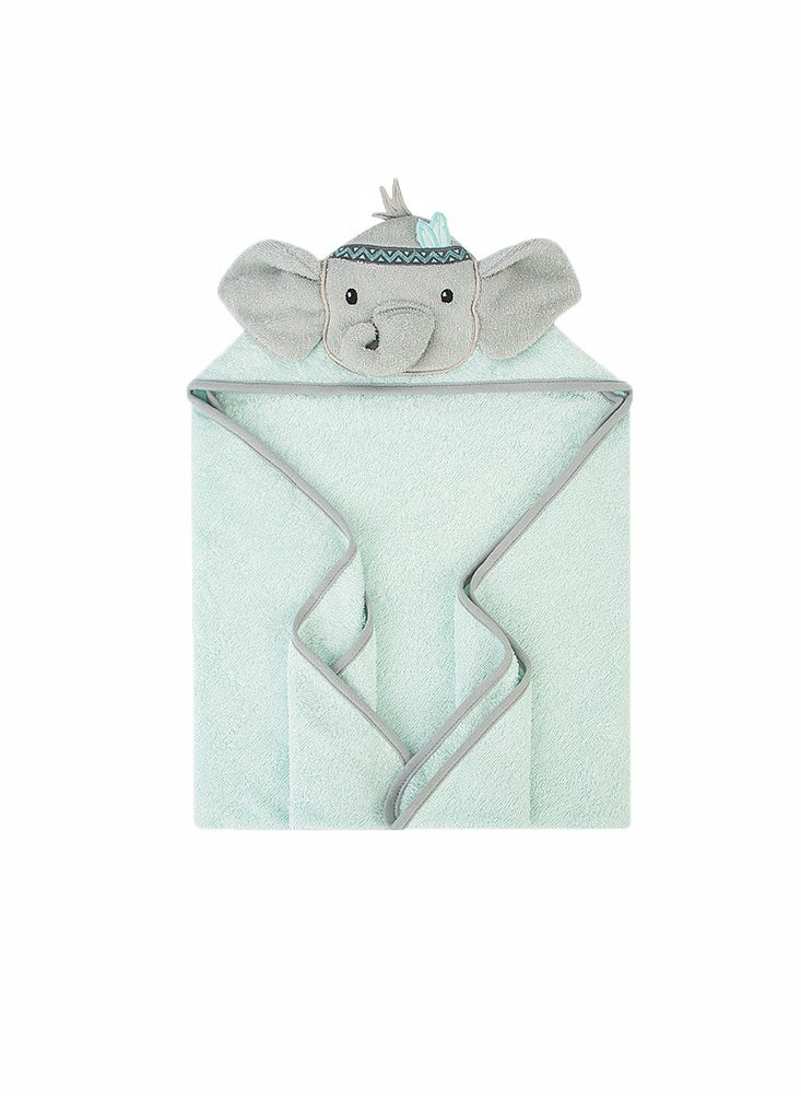 Factory Price - Animal Stuffed Newborn Hooded Towel Gift Set - Green Elephant - Image 1