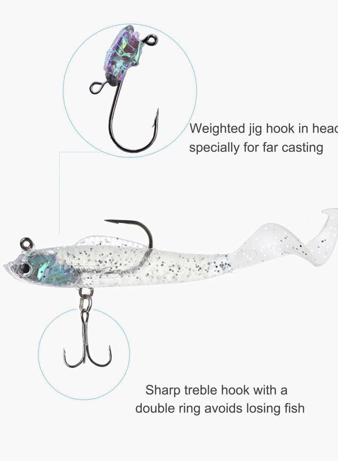 Facikono Lures for Bass Jig Head Soft Swimbait, 6-Pack 6 Colors Plastic Bait for Saltwater/Freshwater Fishing - Image 5