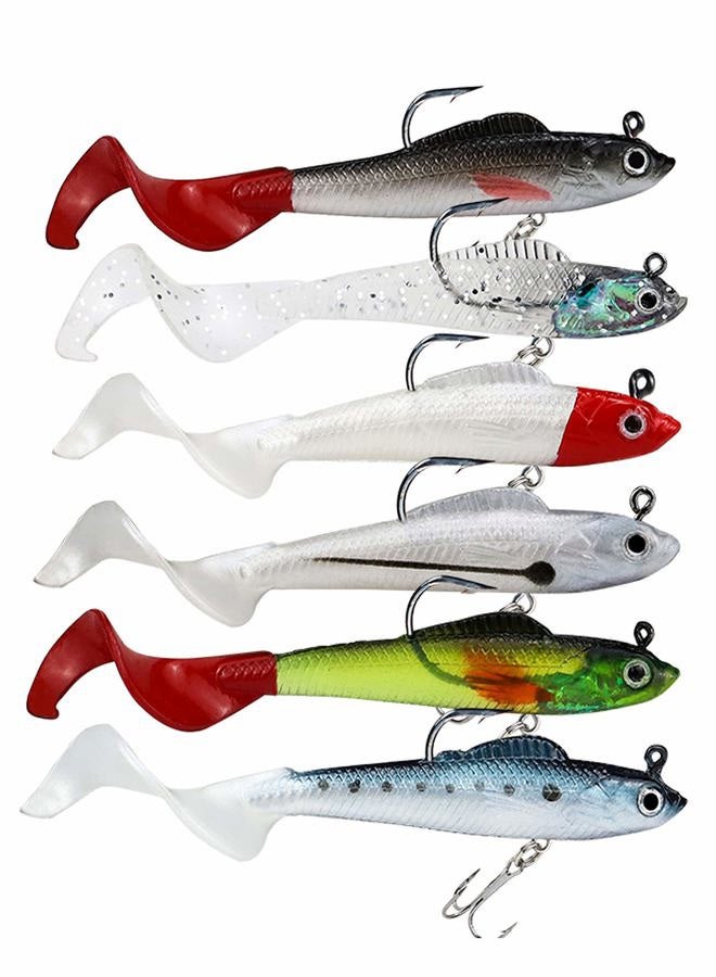 Facikono Lures for Bass Jig Head Soft Swimbait, 6-Pack 6 Colors Plastic Bait for Saltwater/Freshwater Fishing - Image 1