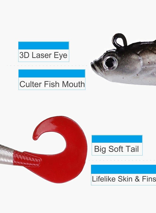 Facikono Lures for Bass Jig Head Soft Swimbait, 6-Pack 6 Colors Plastic Bait for Saltwater/Freshwater Fishing - Image 4