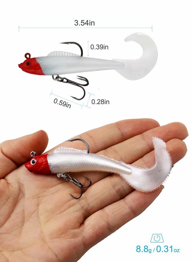 Facikono Lures for Bass Jig Head Soft Swimbait, 6-Pack 6 Colors Plastic Bait for Saltwater/Freshwater Fishing - Image 3