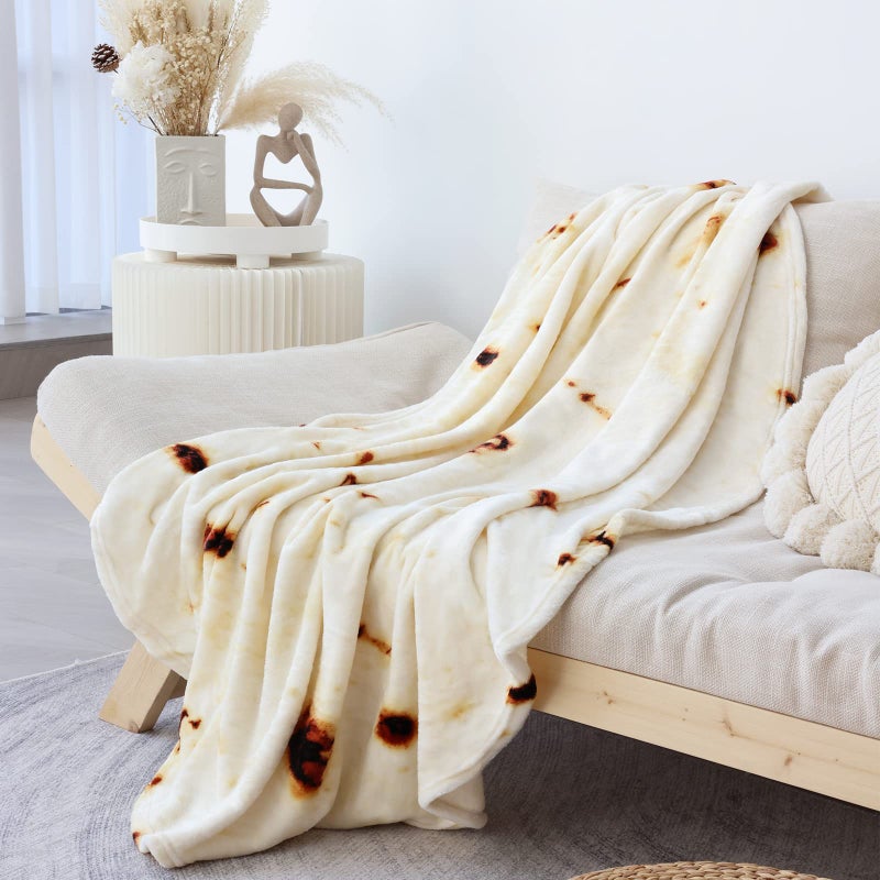 Bnuitland Bnuitland Burritos Tortilla Blanket 300GSM Double Sided Giant Funny Gift Throw with Burrito Pouch Realistic Super Soft Taco Food Blanket Novelty Sofa Blanket for Kids/Pets and Adults  - Image 5