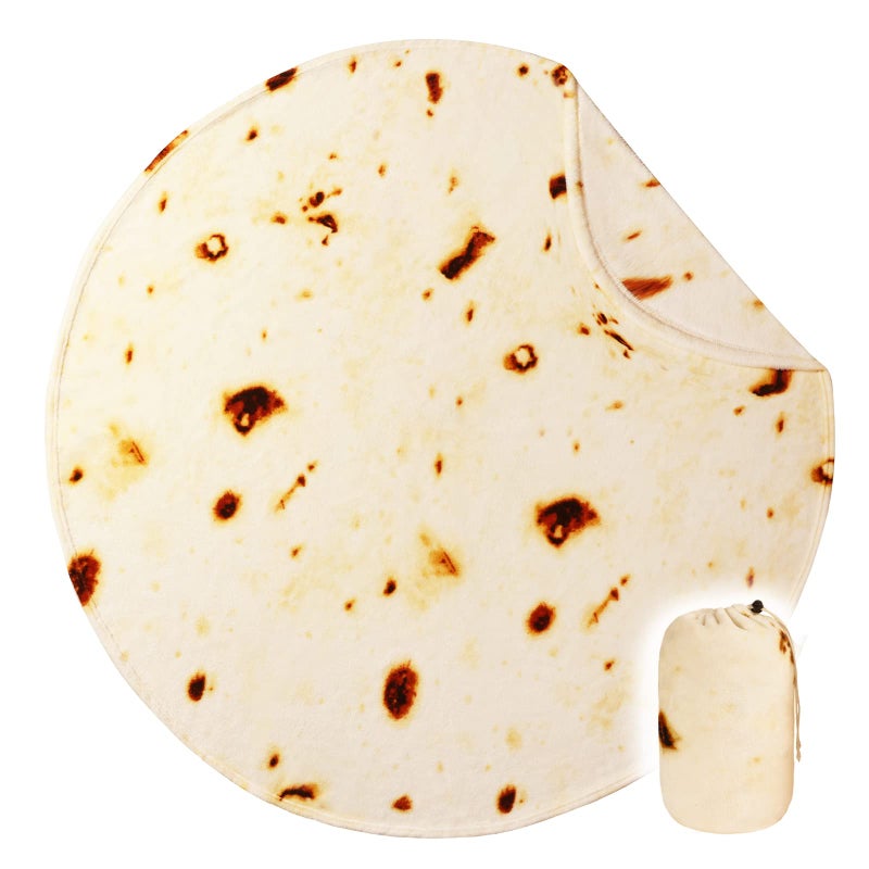 Bnuitland Bnuitland Burritos Tortilla Blanket 300GSM Double Sided Giant Funny Gift Throw with Burrito Pouch Realistic Super Soft Taco Food Blanket Novelty Sofa Blanket for Kids/Pets and Adults  - Image 3