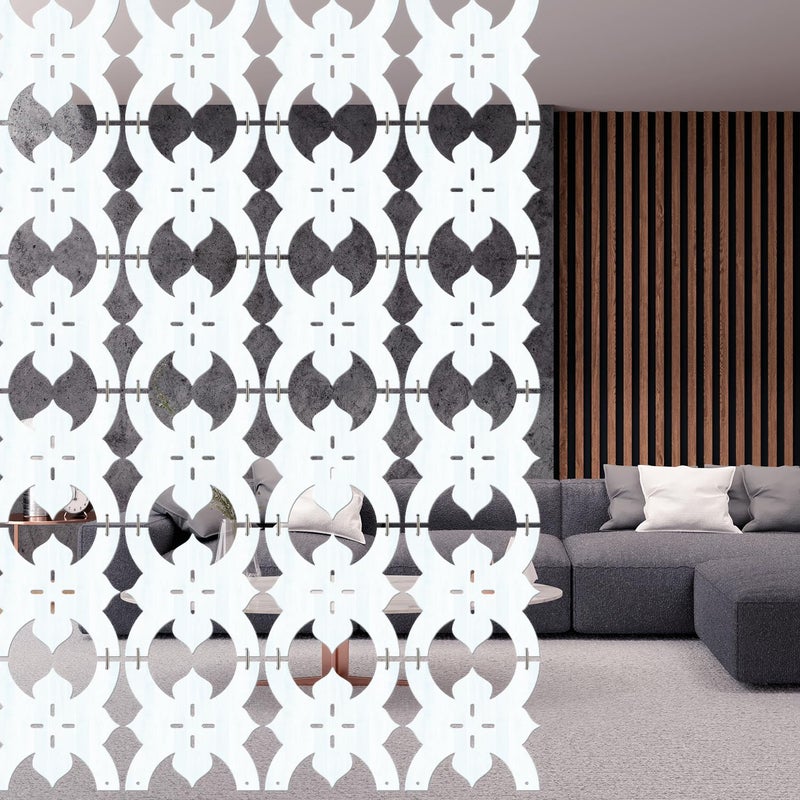 Olive Tree Olive Tree Wooden Room Divider for Living RoomElegant and Modern Hanging StyleScreen Partition for Decorate Bedroom Dining Room Aesthetic Separator for Home 12 Panels 115X115White8037  - Image 1