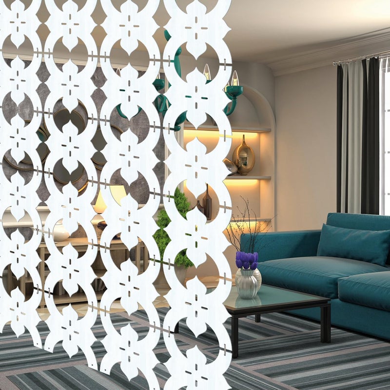Olive Tree Olive Tree Wooden Room Divider for Living RoomElegant and Modern Hanging StyleScreen Partition for Decorate Bedroom Dining Room Aesthetic Separator for Home 12 Panels 115X115White8037  - Image 2