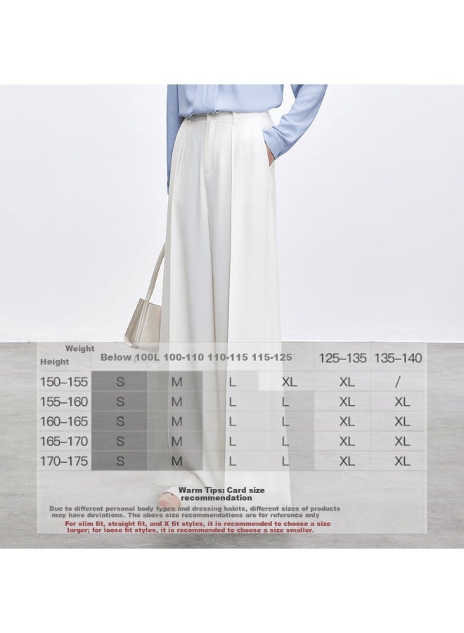 Sentubila High-waisted Wide-leg Pants For Women, New Spring Loose-fitting Slimming Casual Trousers, Elegant Versatile Commuter Long Pants, White, L - Image 5