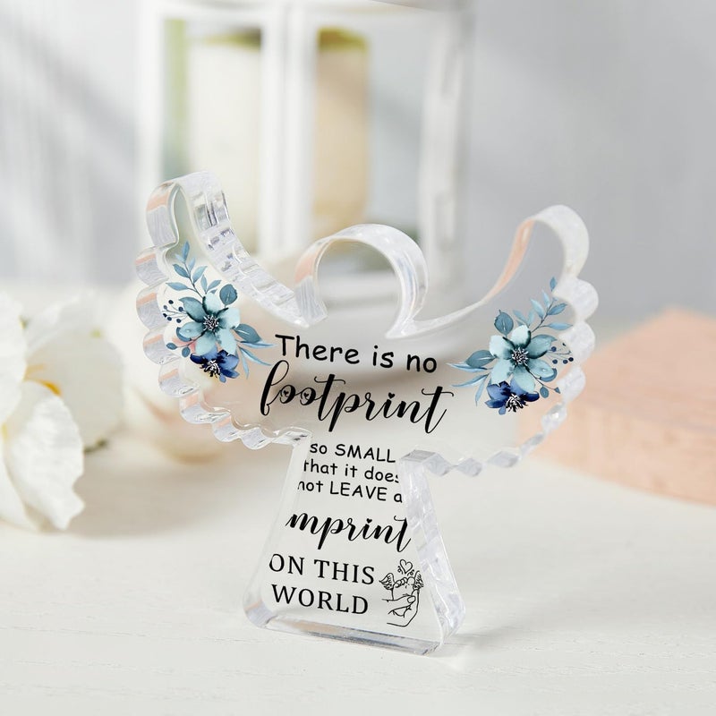 Xendelow Sympathy Gifts, Miscarriage Gifts for Mothers, Remembrance Gift, Remember Me Grieving Present, Baby Footprint Memorial Angel Acrylic Decor, Funeral in Memory of Loss of Baby, Infant Loss Sympathy Gift - Image 3