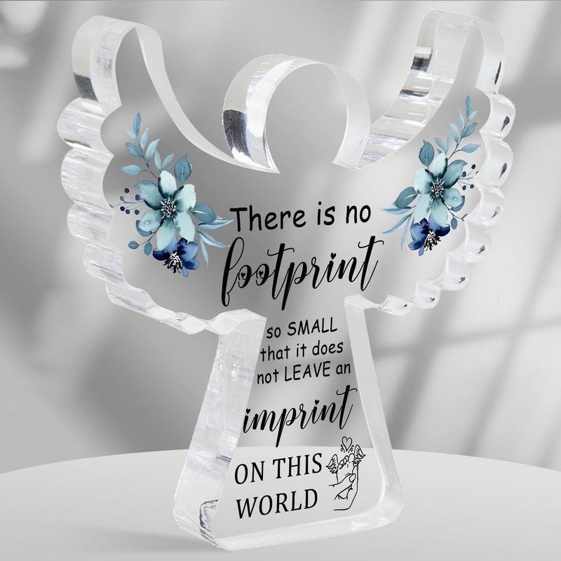 Xendelow Sympathy Gifts, Miscarriage Gifts for Mothers, Remembrance Gift, Remember Me Grieving Present, Baby Footprint Memorial Angel Acrylic Decor, Funeral in Memory of Loss of Baby, Infant Loss Sympathy Gift - Image 1