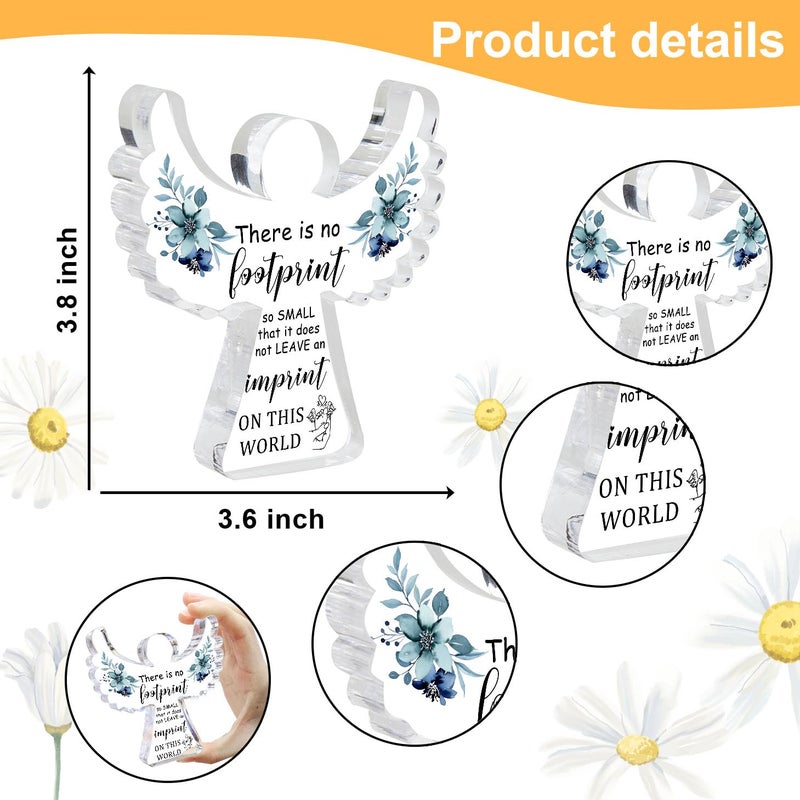 Xendelow Sympathy Gifts, Miscarriage Gifts for Mothers, Remembrance Gift, Remember Me Grieving Present, Baby Footprint Memorial Angel Acrylic Decor, Funeral in Memory of Loss of Baby, Infant Loss Sympathy Gift - Image 2