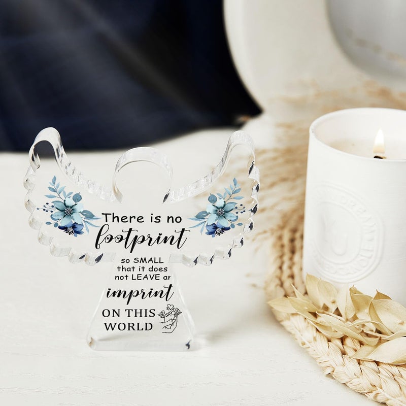 Xendelow Sympathy Gifts, Miscarriage Gifts for Mothers, Remembrance Gift, Remember Me Grieving Present, Baby Footprint Memorial Angel Acrylic Decor, Funeral in Memory of Loss of Baby, Infant Loss Sympathy Gift - Image 5