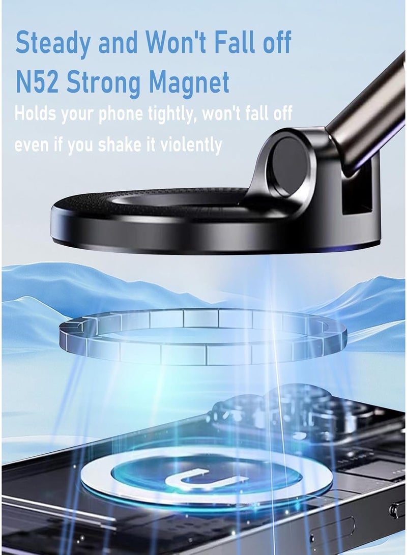 هيروكس حامل هاتف مغناطيسي مفرغ من الهواء، حامل سيارة مغناطيسي قابل للتعديل بزاوية 360 درجة، حامل هاتف محمول قابل للطي ومحمول بكوب شفط للسيارة/الصالة الرياضية/المرآة/الدش، متوافق مع جميع الهواتف الذكية وجميع موديلات السيارات - Image 2