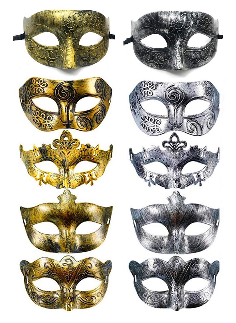 RUSVNO Adults Vintage Antique Look Venetian Party Mask Pack of 10 - Image 2