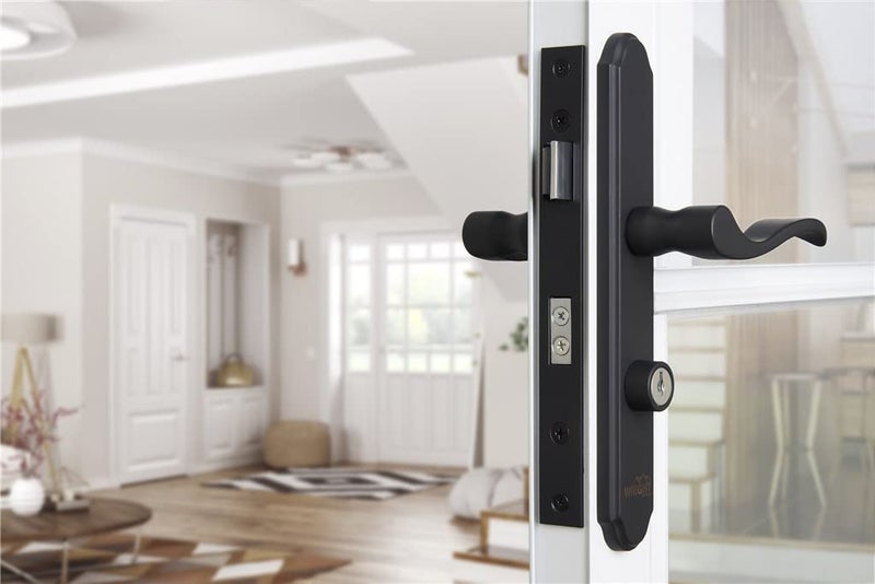 Wright Products - Serenade Mortise Keyed Lever Mount Latch with Deadbolt for Screen and Storm Doors, Matte Black (Transitional, Black) - Image 2