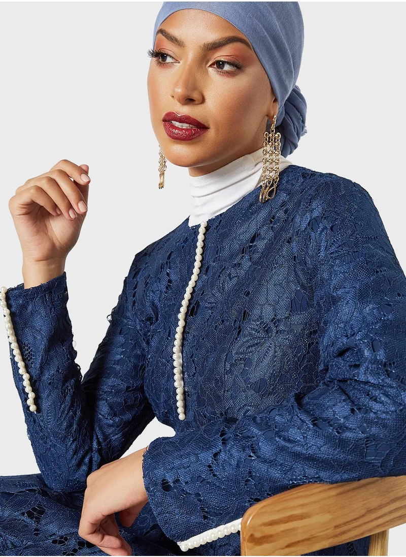 SIVVI for HANIYA Lace Detail Abaya Dress