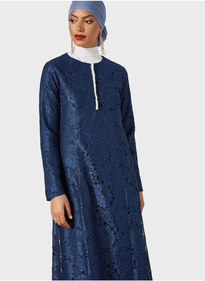 SIVVI for HANIYA Lace Detail Abaya Dress