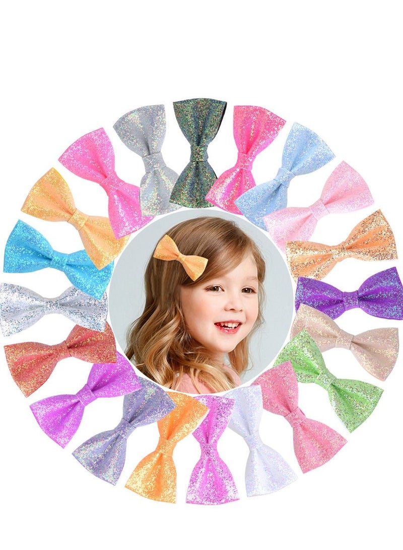 مجموعة مشابك شعر للبنات مكونة من 20 قطعة من دبابيس الشعر اللامعة باللون الوردي الفاتح وغطاء رأس للأطفال متعدد الألوان - Image 1