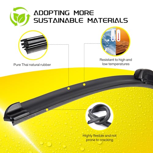 DOG TAIL DOGTAIL 26''+ 16'' Wiper Blades for Toyota RAV4 2013-2025 Honda CR-V 2012-2017 Accord 2018-2022, Premium All Season Automotive Replacement OEM Windshield Wiper Blades for My Car J-Hook - Image 5