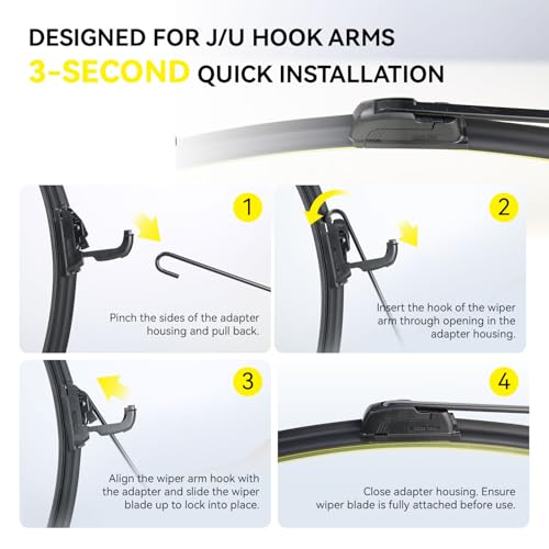DOG TAIL DOGTAIL 26''+ 16'' Wiper Blades for Toyota RAV4 2013-2025 Honda CR-V 2012-2017 Accord 2018-2022, Premium All Season Automotive Replacement OEM Windshield Wiper Blades for My Car J-Hook - Image 3