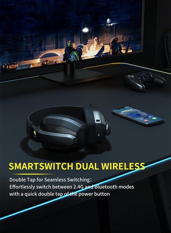 بنيون BINNUNE BW06 سماعة ألعاب بلوتوث لاسلكية 2.4 جيجا هرتز مع ميكروفون لجهاز PS4 PS5 PC Switch - Image 3