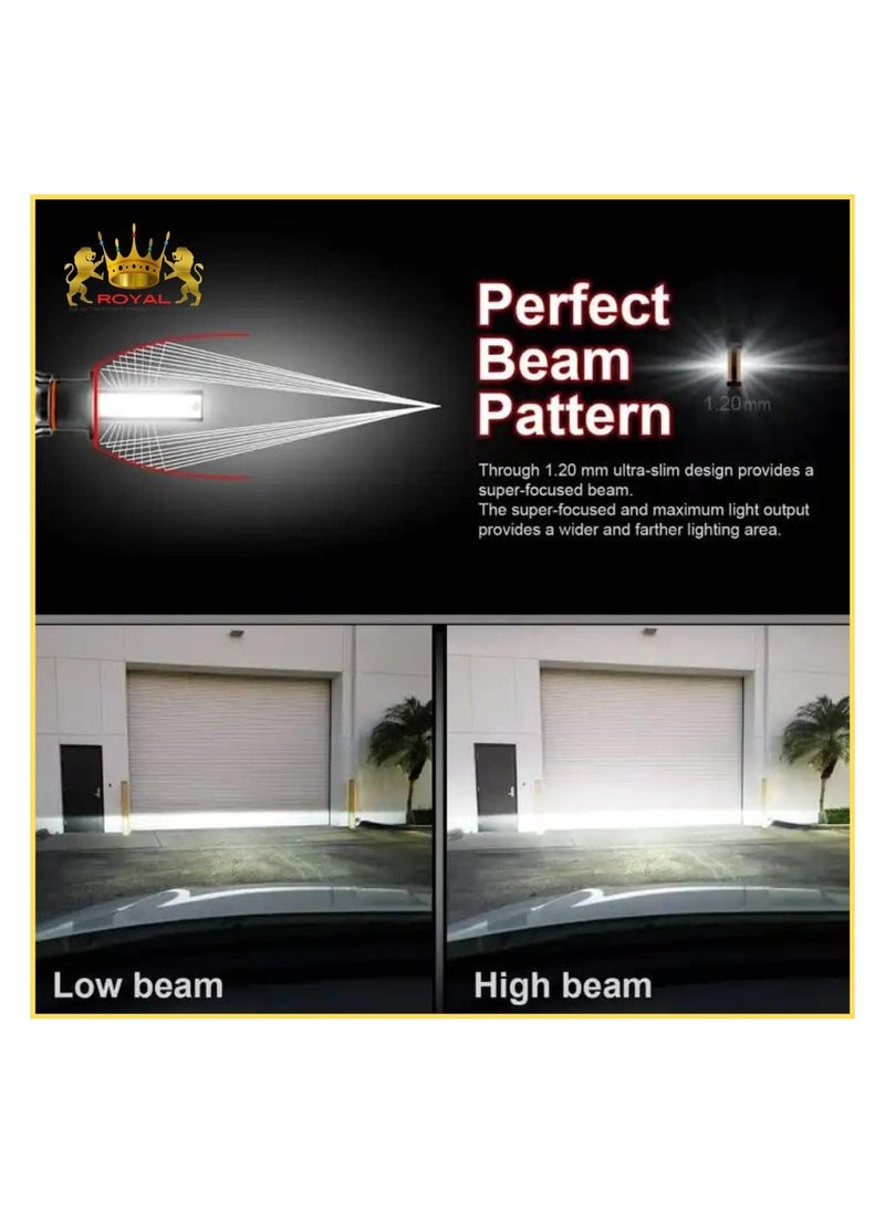 Royal 2Pcs Winca/Royal Car LED Headlight Bulbs Automotive Pro Highlight Color temperature: 7000K/white Bright Beam 7000K Cool White 180000LM Lumens High Power 12000W Lamp Balls RT10 (H1)  - Image 3