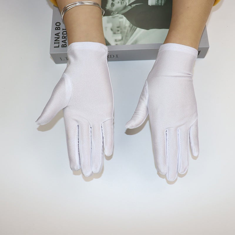 Unisex Elastic White Ceremony Gloves Breathable White 