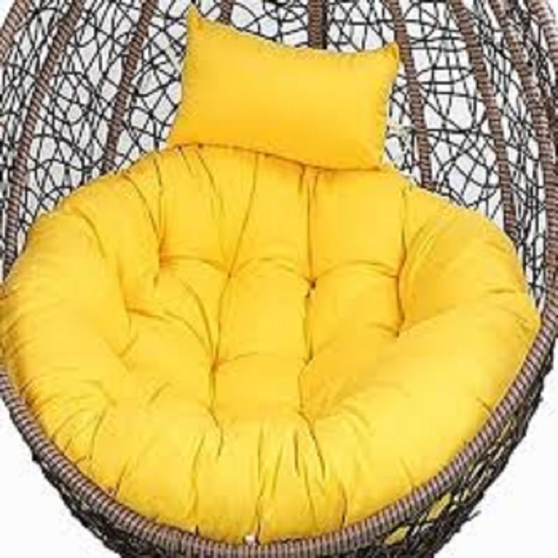 KYNE Microfibre Cushion for Hanging Basket Round Shape Swing Chair Cushions for Outdoor Egg Swing Chair Garden Swing, Seat Padded Pillow Cushion (Yellow) - Image 1