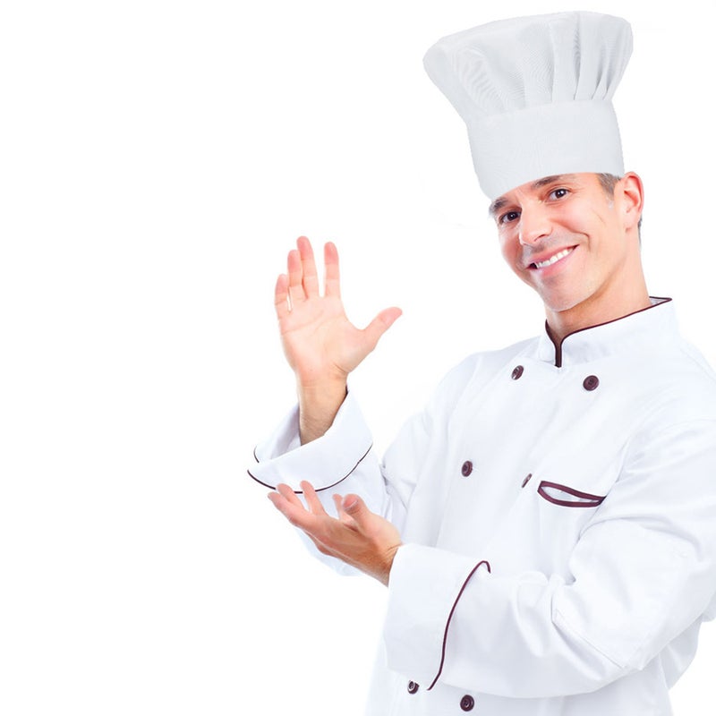 El Kitchen Waiter Work Cap Pleated White Chef Hat Noodles Mushroom Cloth Hat For Men And Women - Image 2