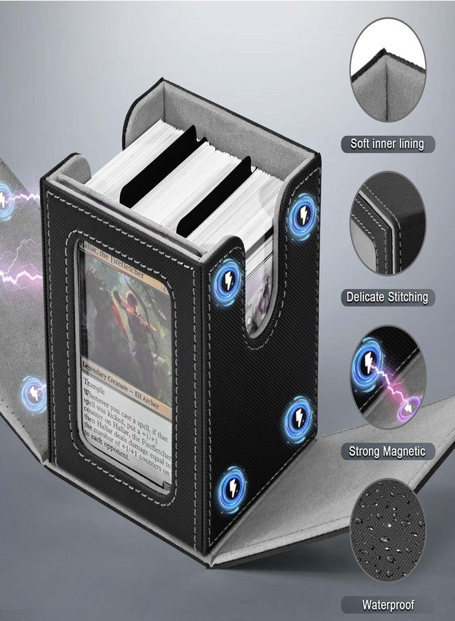 ZLCA MTG Deck Box with Commander Window Display, Trading Card Storage Box Holds 100 Double-Sleeved Cards Suitable for TCG/CCG/PTCG/EDH/Magic/Sport Cards (Black) - Image 4