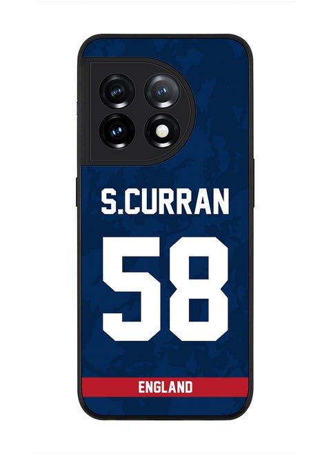 Rugged Black Edge Case for OnePlus 11R 5G / OnePlus Ace 2, Slim fit Soft Case Flexible thin Cover - Player Name - Sam Curran, Jersey Number- 58