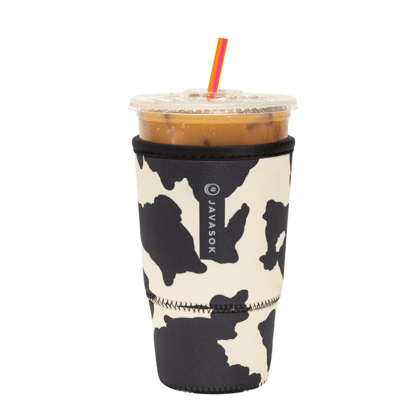 Sok It JavaSok Iced Coffee  Cold Soda Insulated Neoprene Cup Sleeve Cow Print Large 3032oz