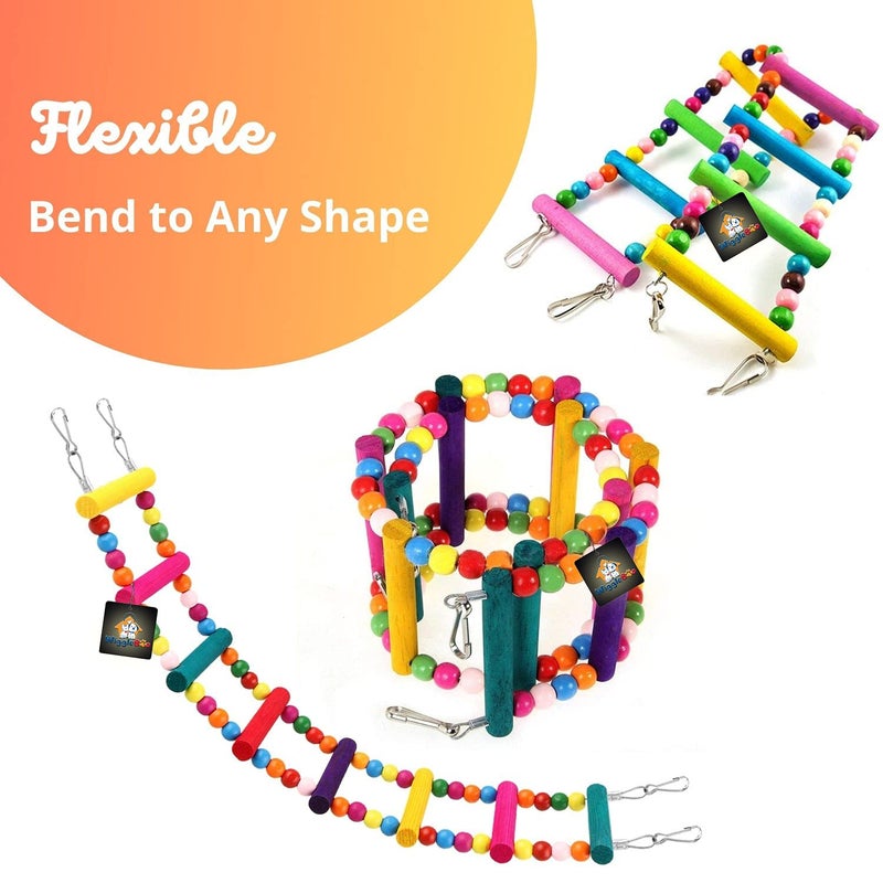 WiggleBoo Pet Flexible Color Ladder Cage Toy | for Small Animal - Sugar Glider, Hamster, Squirrel, Chinchilla, Rat | Playing, Climbing & Chewing | 48cm - Image 4