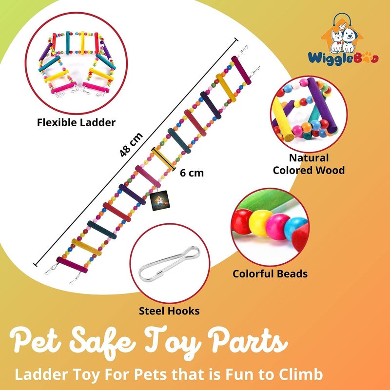 WiggleBoo Pet Flexible Color Ladder Cage Toy | for Small Animal - Sugar Glider, Hamster, Squirrel, Chinchilla, Rat | Playing, Climbing & Chewing | 48cm - Image 2