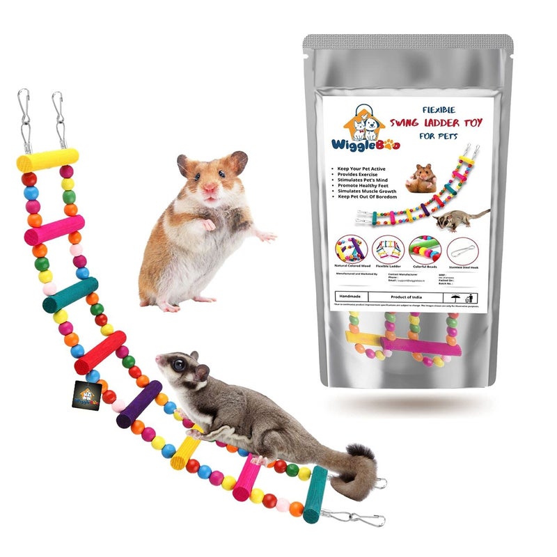 WiggleBoo Pet Flexible Color Ladder Cage Toy | for Small Animal - Sugar Glider, Hamster, Squirrel, Chinchilla, Rat | Playing, Climbing & Chewing | 48cm - Image 1
