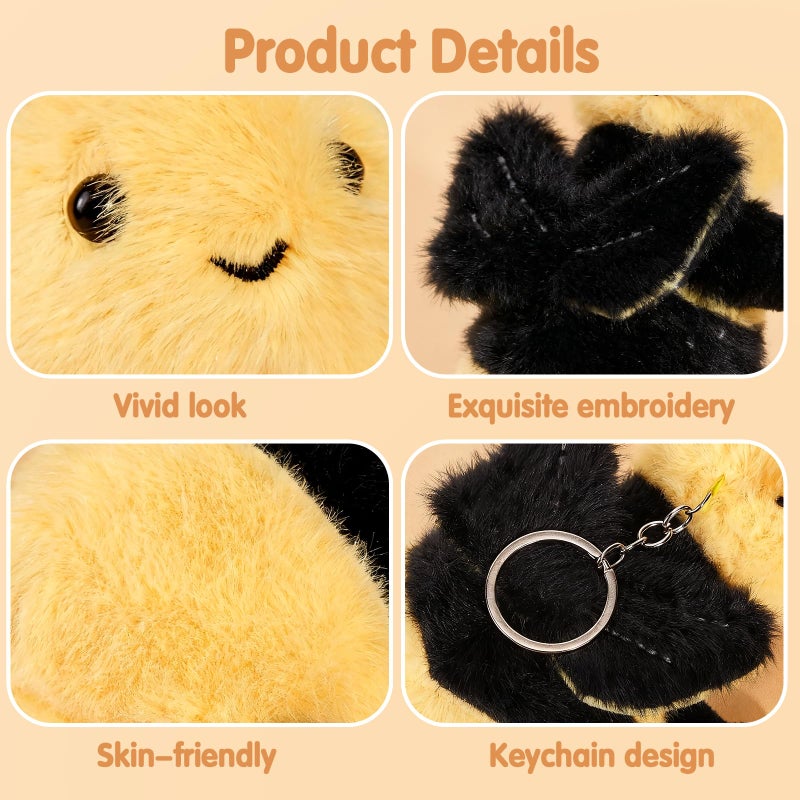 Niceup 4.7in Insect Stuffed Animal Keychains 6pcs Bug Party Favors Decor Toys Cute Small Plushies Spider Caterpillar Ladybug Ladybird Bumblebee Moth Snail for Halloween Kids Christmas Stuffer Gift - Image 3
