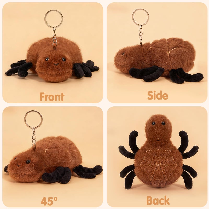 Niceup 4.7in Insect Stuffed Animal Keychains 6pcs Bug Party Favors Decor Toys Cute Small Plushies Spider Caterpillar Ladybug Ladybird Bumblebee Moth Snail for Halloween Kids Christmas Stuffer Gift - Image 2