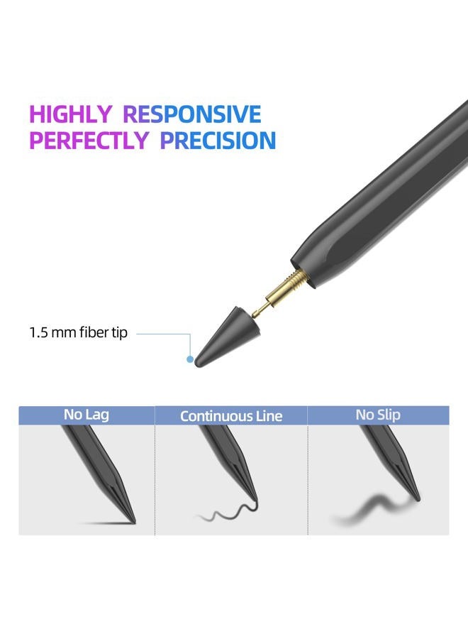 COO Stylus Pen for iPad, Pencil with Three Digit Indicator Light capacitive Pen, for Universal Pen Box Packaging (Black01, 1 Plus 4 Pen Tips & 80cm Cable) - Image 3
