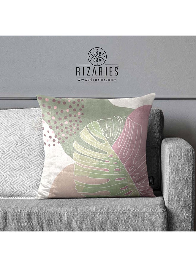 RIZARIES SuperSoft Mist Pink Tropical Throw Cushion - Image 1