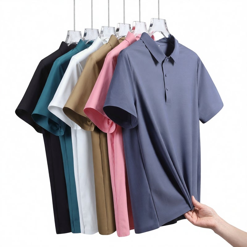 Men's Quick-Dry Ice Silk Polo Shirt Summer Short Sleeve Breathable Top - Image 1