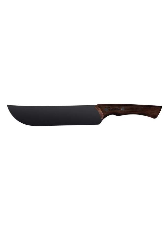 TRAMONTINA Since 1911,Made in Brazil-  Churrasco Black Meat Knife With Blackened Stainless Steel Blade And 8" Wooden Handle  - Image 1