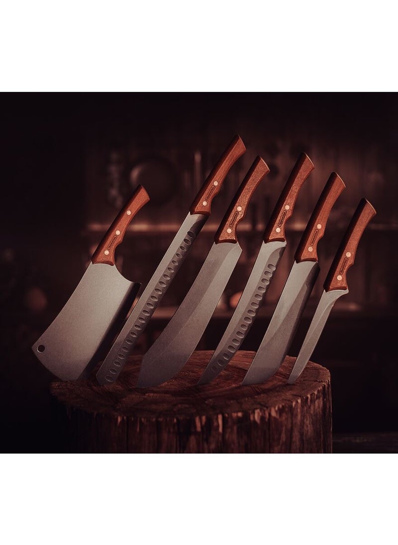 TRAMONTINA Since 1911,Made in Brazil-  Churrasco Black Meat Knife With Blackened Stainless Steel Blade And 8" Wooden Handle  - Image 2