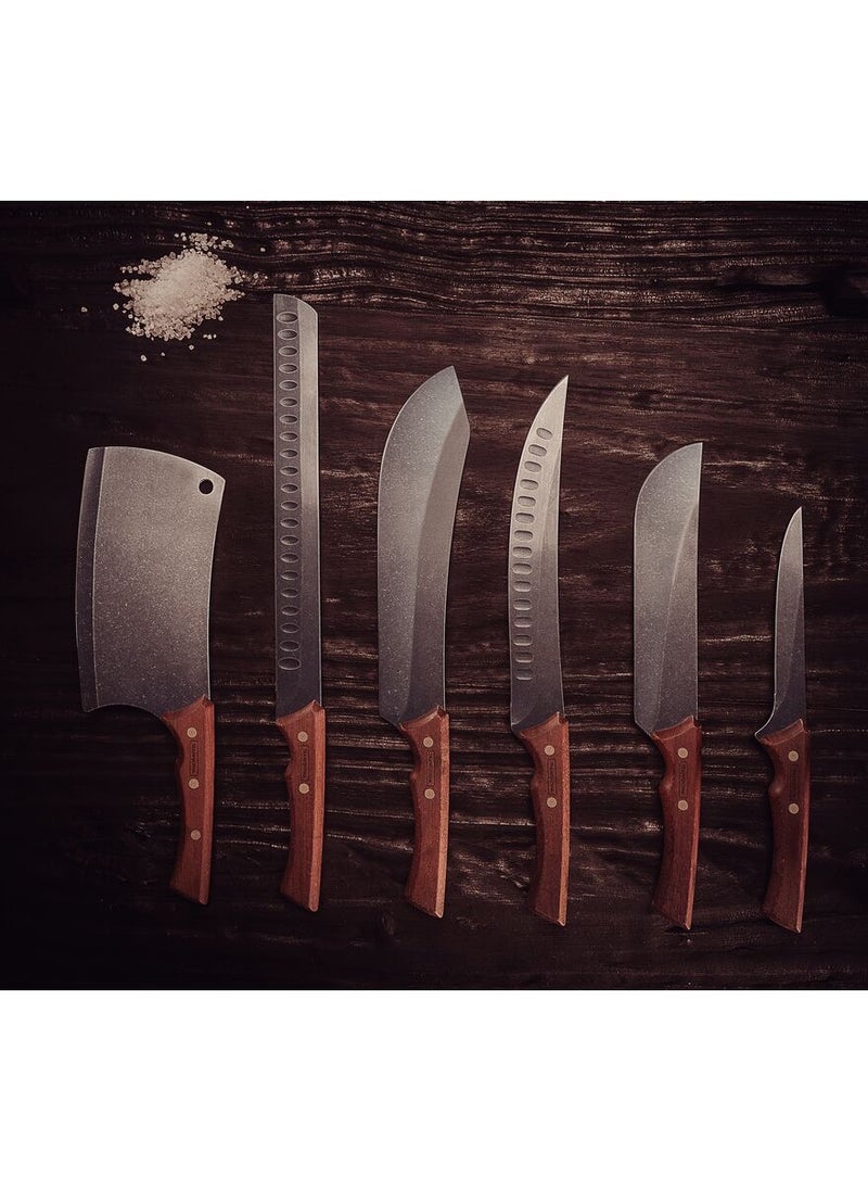TRAMONTINA Since 1911,Made in Brazil-  Churrasco Black Meat Knife With Blackened Stainless Steel Blade And 8" Wooden Handle  - Image 3