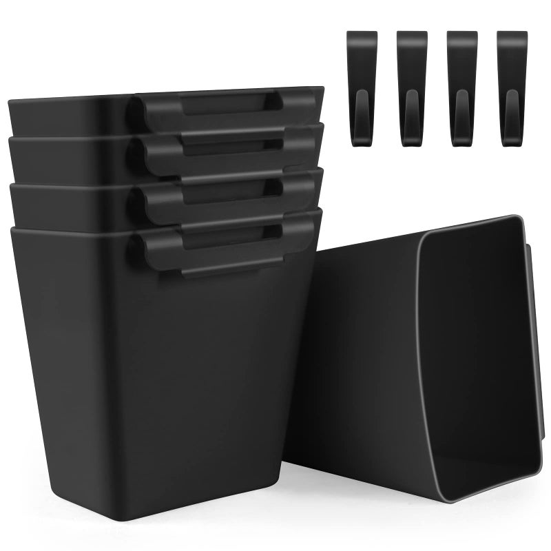 LEZIOA 5 Pack Hanging Cup Holders, Multipurpose Rolling Cart Accessories Utility Cart Accessories For Art Craft Supplies, Space Saving Hanging Storage Basket Pencil Holder Makeup Organizers (Black) - Image 1