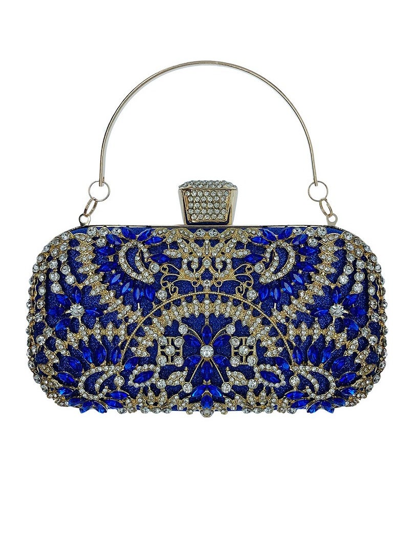 Loquat - Womens Shiny Rhinestones Decoration Clutch Purses Evening Crossbody Bag Chain Handbag for Wedding Cocktail Party Prom Blue - Image 1